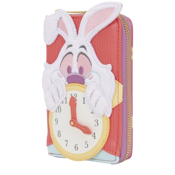 Loungefly White Rabbit Clock Backpack & Wallet Set in White, Pink, Yellow - Picture 7 of 11